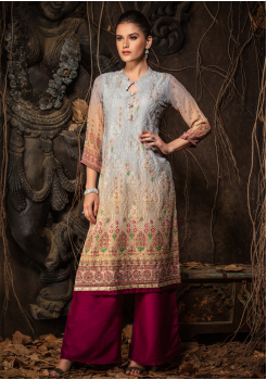 Grey and Beige Color Designer Georgette Kurti